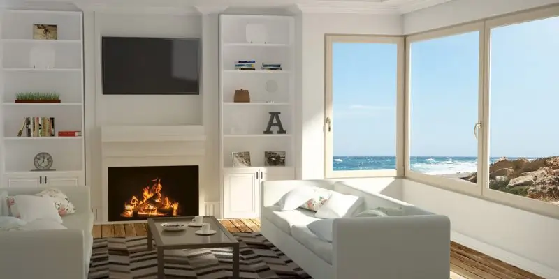 Iglo Light Drutex, esempio soggiorno luminoso con casa sul mare | Infissi Dema
