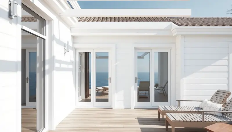 Infissi di una casa al mare contro vento, salsedine e umidità : immagine evocativa | Infissidema